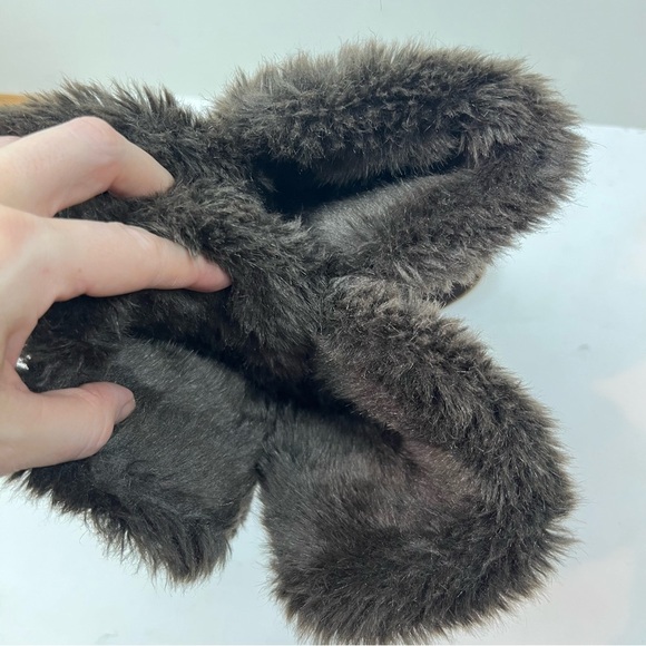 Lands End Mendota Suede Tall Boots Faux Fur 7 Leather Chocolate Brown Cabincore - Picture 8 of 11